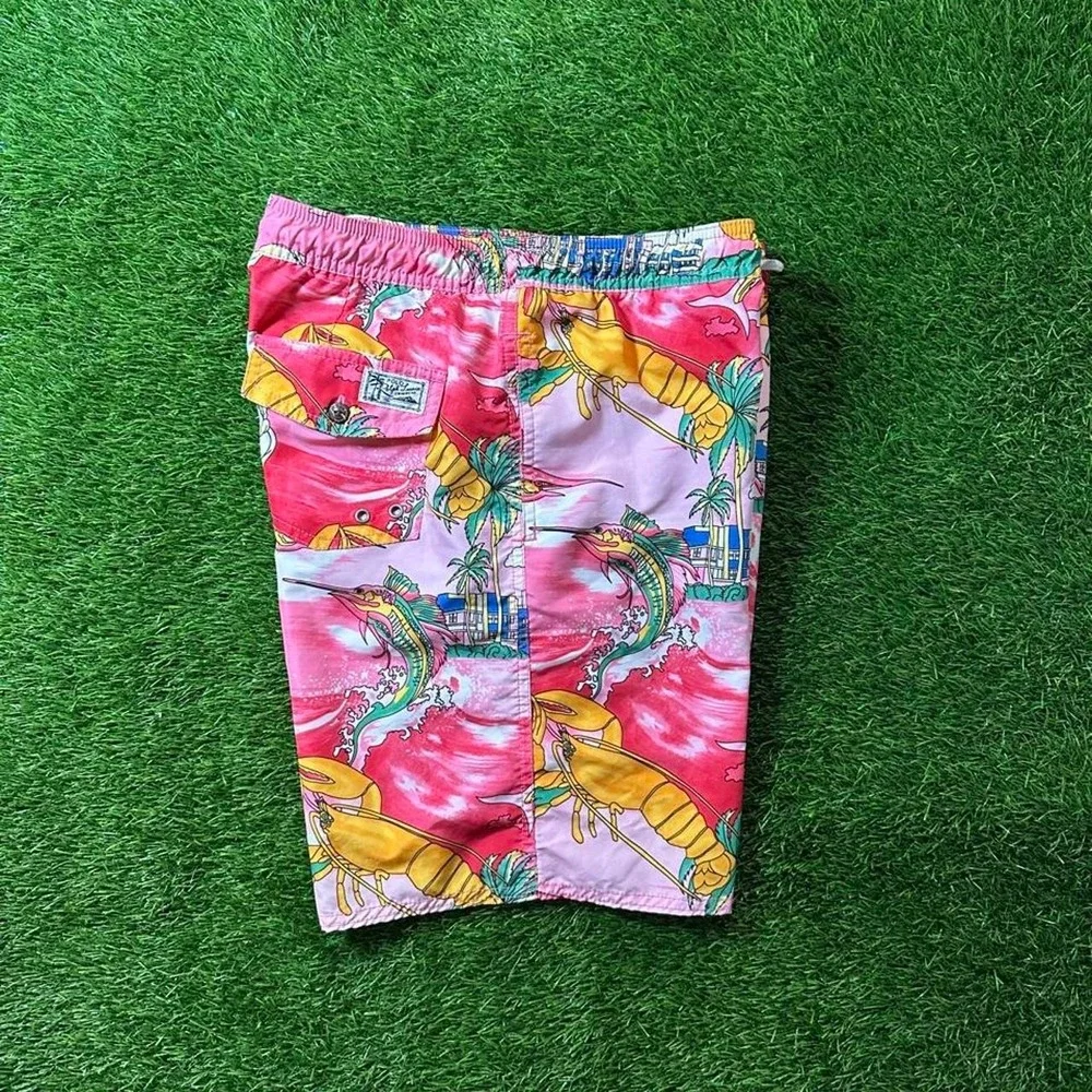 polo ralph lauren pink tropical swim trunks